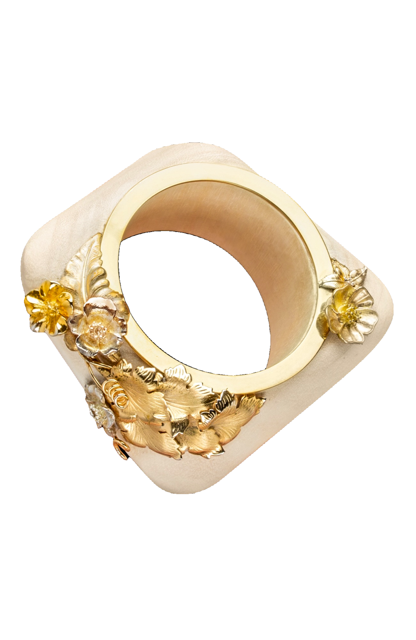 Floral Chunky Wood Bangle