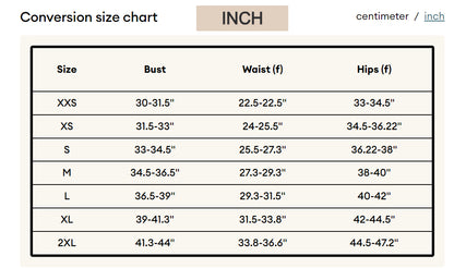Conversion Size Chart