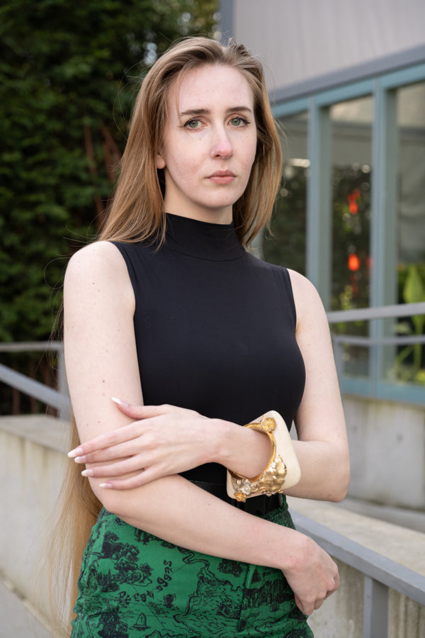 Floral Chunky Wood Bangle