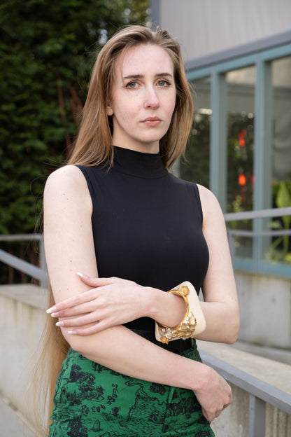 Floral Chunky Wood Bangle