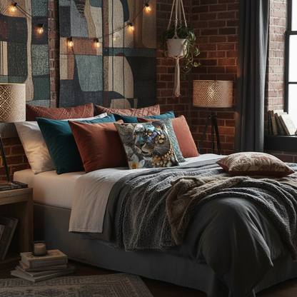 Dusk's Crystal Panther Guardian Velvet Throw Pillow