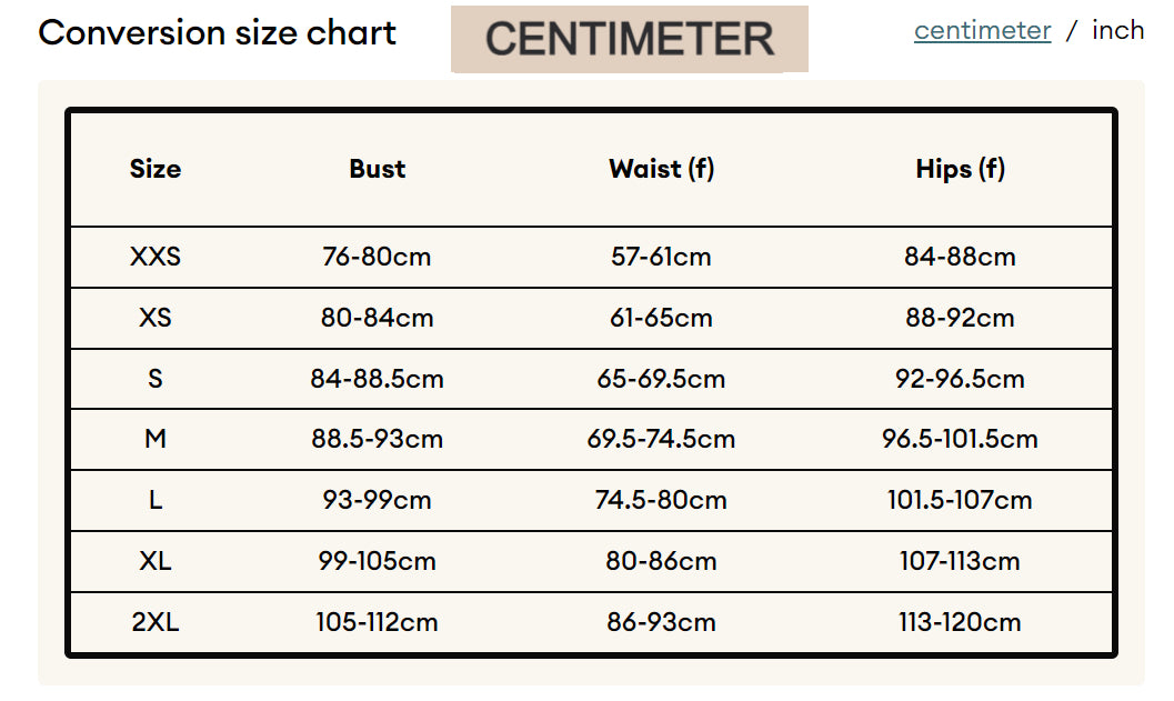 Conversion Size Chart